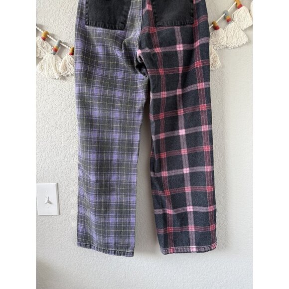 The Raggest Priest Mix Check Straight Leg Mom Jeans Retro Plaid Baggy Grunge 28 - Picture 7 of 10